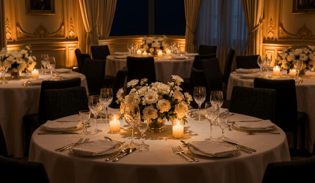 event - table - setting - white-tablecloth-candles-dinner-plates